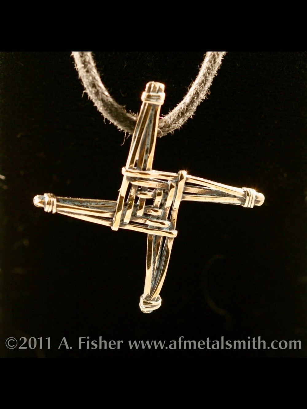 Amanda Fisher Bronze St. Brigid’s Woven Cross Pendant